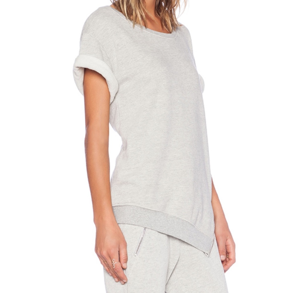Pam & Gela Heather Gray Short Sleeve Sweatshirt - Picture 2 of 11